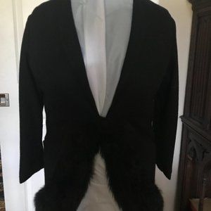BLACK JACKET WITH   MINK TRIM, TAILOR CUSTOM MADE VINTAGE   FITS  6-8